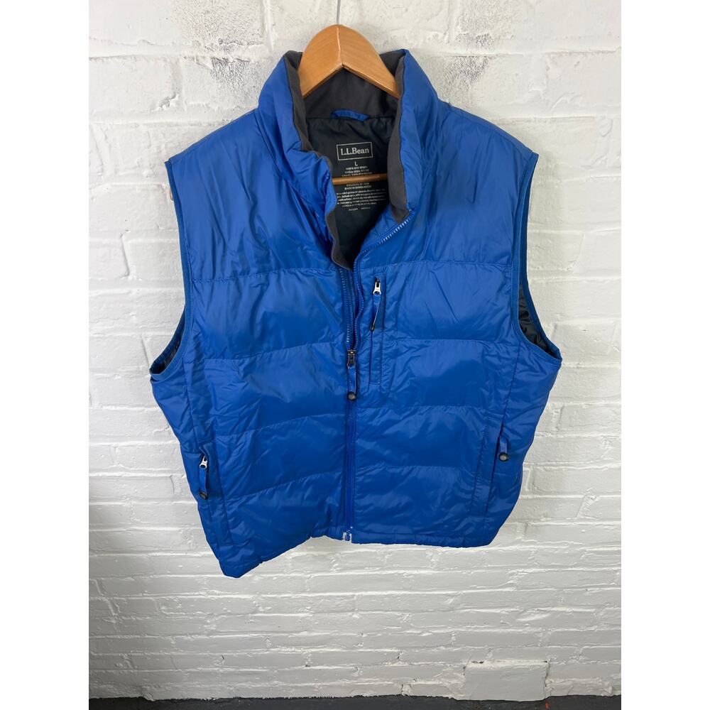 L.L. Bean Men's 80% Goose Down Puffer Full Zip Vest Sleeveless Blue Size Large